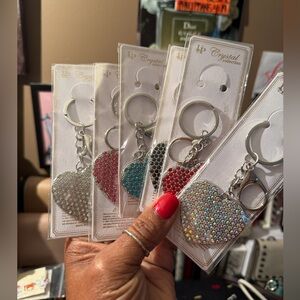 (YOUR CHOICE) Sparkling Heart Bag Charm and Keychains